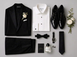 Formalwear vendor at the Rochester Wedding Expo offering elegant suits and tuxedos for weddings and special events